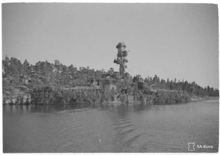 Az erdőnek álcázott Väinämöinen hadihajó 1944-ben – Fotó: SA-Kuva.fi
