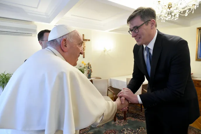 Ferenc pápa és Karácsony Gergely főpolgármester – Fotó: Matteo Bruni / Holy See Press Office