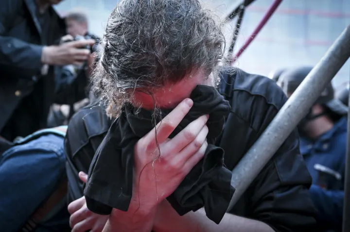 Hidász Máté a tüntetésen – Fotó: Melegh Noémi Napsugár / Telex