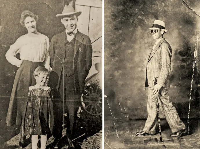 A Wingo család 1919-ben, illetve Plennie Wingo 1931 áprilisában – Fotó: Wikipedia, illetve Texas Monthly / Pat Lefors Dawson gyűjteménye