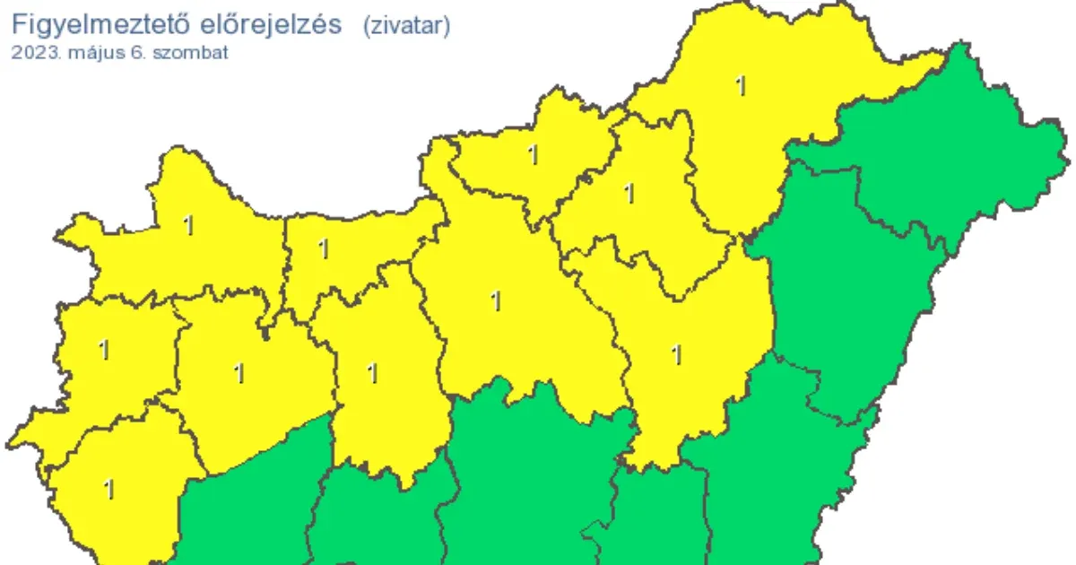 11 vármegyére adtak ki figyelmeztetést a zivatarok miatt