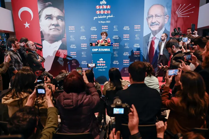 Canan Kaftancıoğlu az isztambuli CHP elnökének sajtótájékoztatója – Fotó: Bődey János / Telex