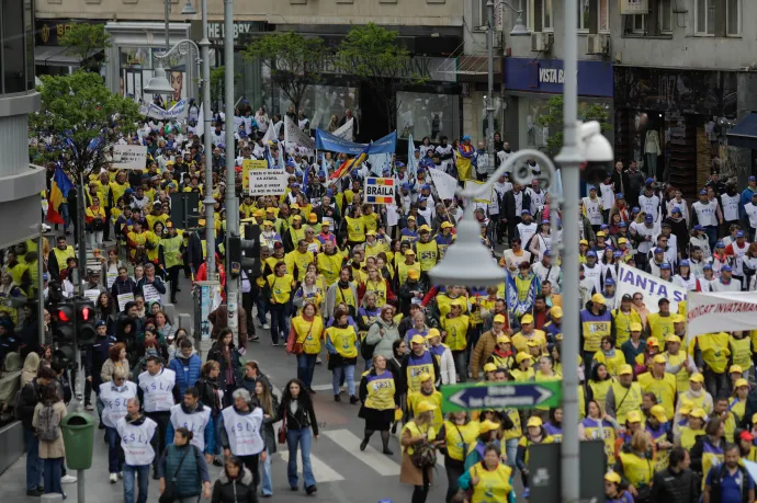 A tanügyi szakszervezetek által szervezett tüntetés Bukarestben, 2023. máj. 10-én – Fotó: George Călin / Inquam Photos