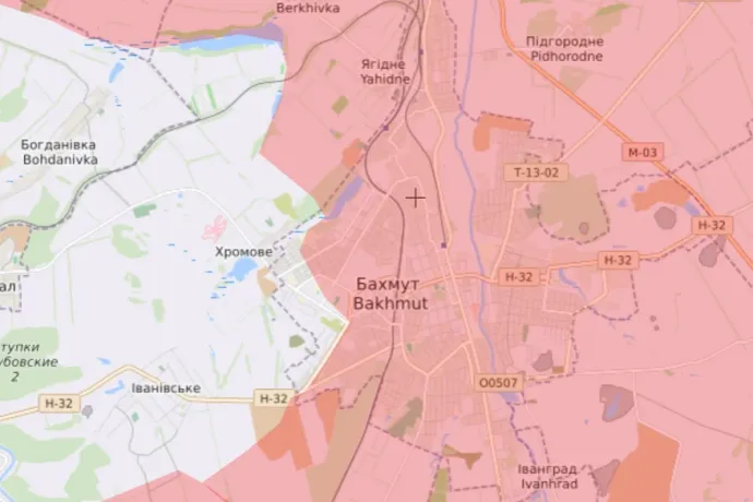 Térképen, hogy áll most a front Bahmutban