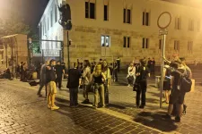 Néhány tüntető felsétált a Karmelitához
