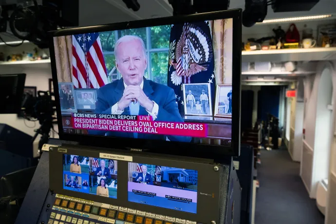 Joe Biden elnök beszédet mond az adósságplafonról szóló jogszabály kongresszusi elfogadása után 2023. június 2-án – Fotó: Saul Loeb / AFP
