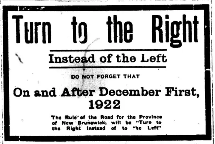 A forgalmi rend 1922. december 1-jei változására figyelmeztető hirdetés a Saint John Globe című újságban – Fotó: Saint John Free Public Library