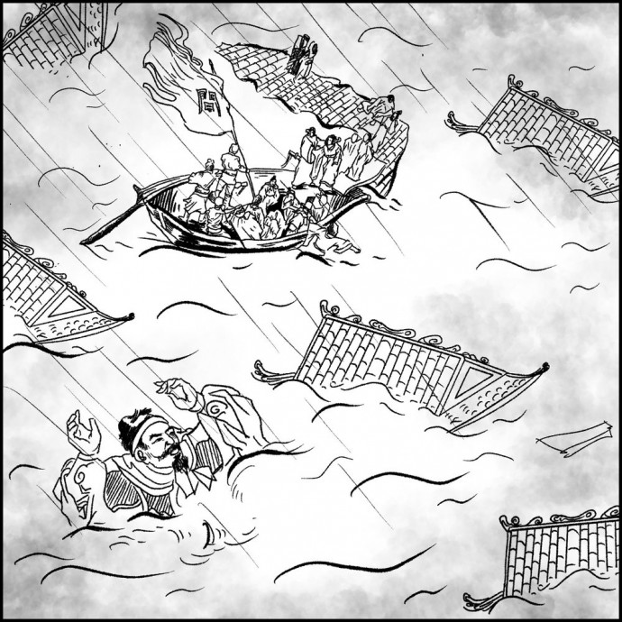 Az 1642-es kajfengi árvíz korabeli ábrázolása. Forrás: Zane Archives