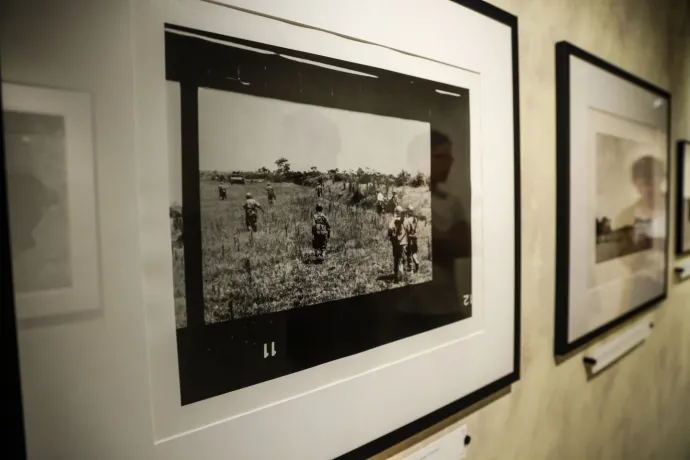 The exhibition also features Robert Capa's last black-and-white photograph of a French convoy of mine-sweeping soldiers, taken before he stepped on a mine and died in a field in Vietnam, on the road between Nam Định to TháiBình on 25 May 1954 – Photo by Noémi Napsugár Melegh / Telex