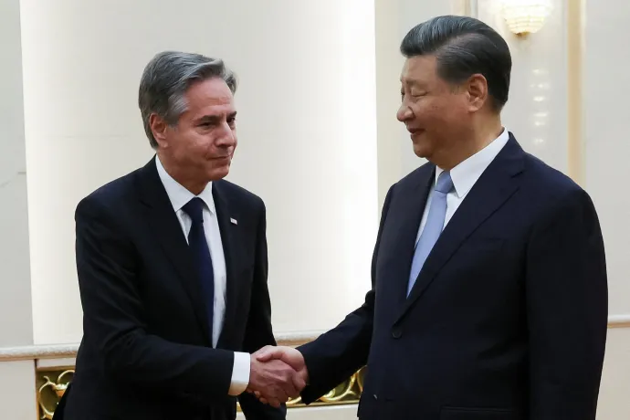 Antony Blinken amerikai külügyminiszter és Hszi Csin-ping kínai elnök – Fotó: Leah Millis / Reuters