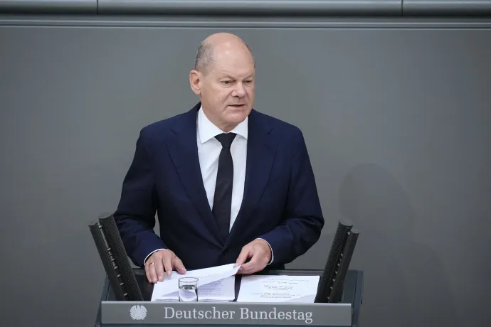 Olaf Scholz német kancellár beszéde a Bundestagban 2023. június 22-én – Fotó: Kay Nietfeld / dpa Picture-Alliance via AFP