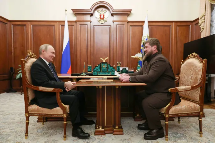Putyin és Ramzan Kadirov találkozója 2023. március 13-án a Kremlben – Fotó: Mikhail Klimentyev / Sputnik / AFP