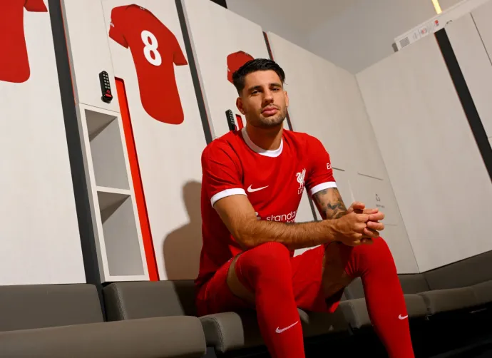 Dominik Szoboszlai was given the number 8 jersey of Liverpool legend Steven Gerrard – Photo by Andrew Powell / Liverpool FC / Getty Images