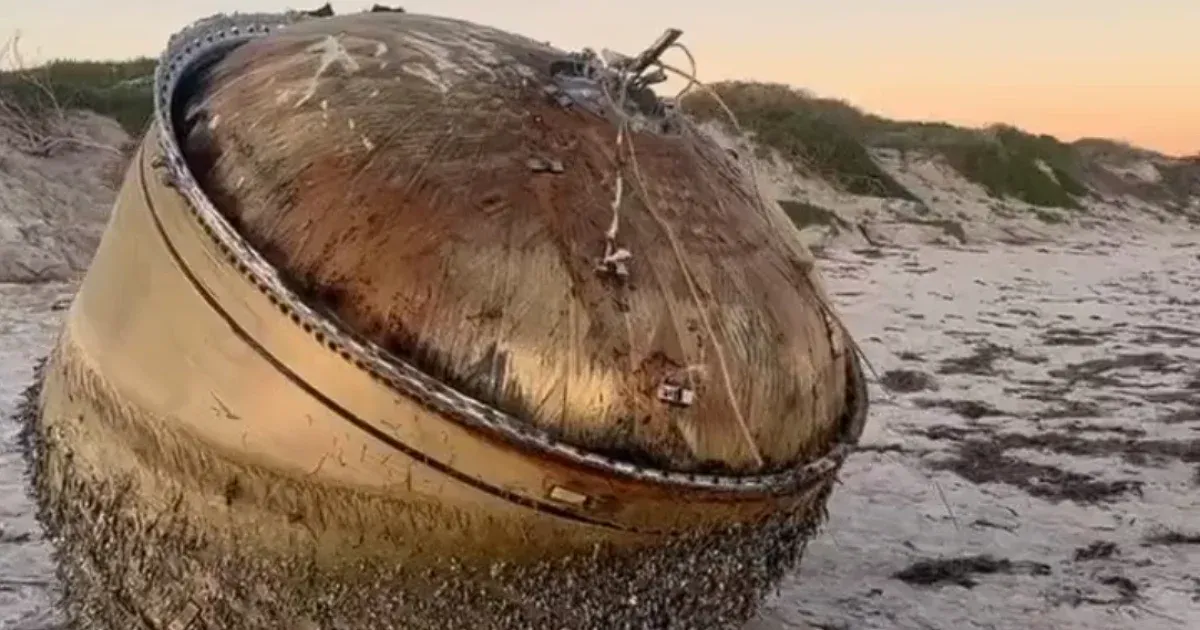 A huge and mysterious metal cylinder has appeared off the coast of Australia