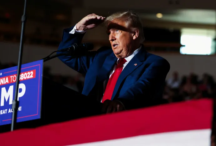 Donald Trump egy szombati kampányrendezvényen Pennsylvaniában – Fotó: Lindsay Dedario / Reuters