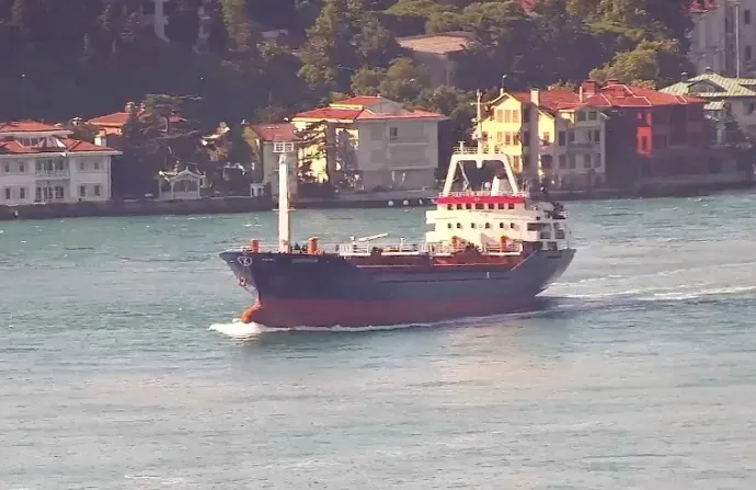 A palaui zászló alatt közlekedő Sukru Okan hajó áthalad a Boszporuszon 2023. július 10-én – Fotó: Yoruk Isik / Reuters
