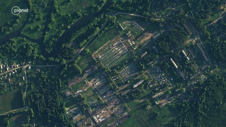 Katonai bázis egy műholdfelvételen, Celben 2023. július 19-én – Fotó: Planet Labs PBC / Handout via Reuters