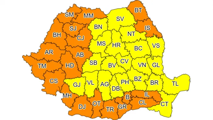 A vasárnap érvényben lévő figyelmeztetés – Forrás: ANM