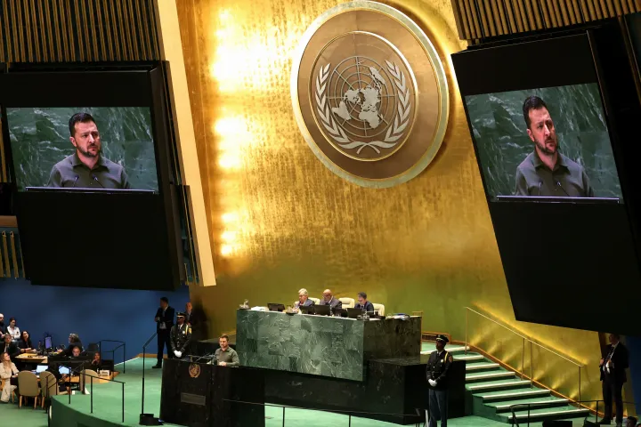 Az ukrán elnök felszólalt az ENSZ Közgyűlése előtt – Fotó: Caitlin Ochs / Reuters