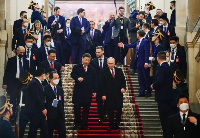 Hszi Csin-ping és Vlagyimir Putyin a kínai államfő 2023. márciusi moszkvai látogatásán – Fotó: Pavel Byrkin / AFP