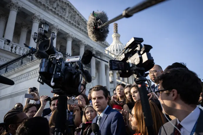Matt Gaetz elhagyja a Capitoliumot, miután Kevin McCarthy házelnököt leváltották posztjáról 2023. október 3-án – Fotó: Drew Angerer / Getty Images / AFP