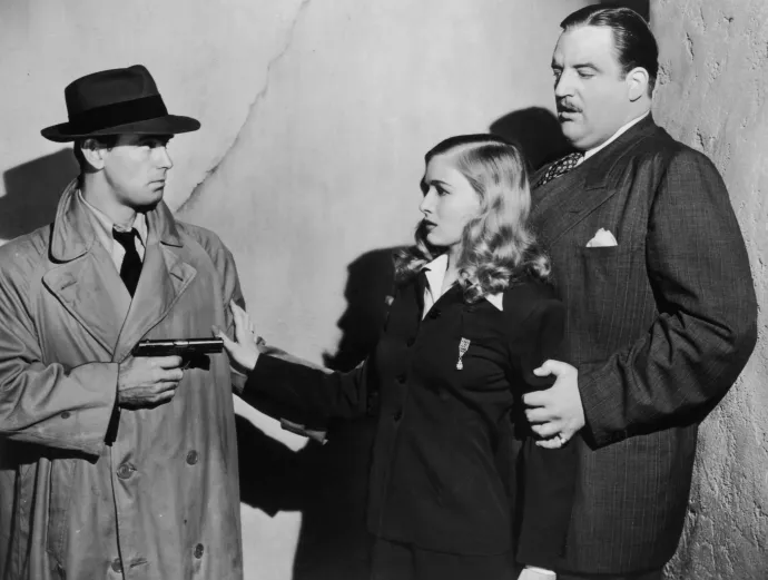Alan Ladd, Veronica Lake és Laird Cregar a This Gun For Hire című 1942-es filmben. Cregar itt huszonhat éves – Fotó: Paramount Pictures / Getty Images