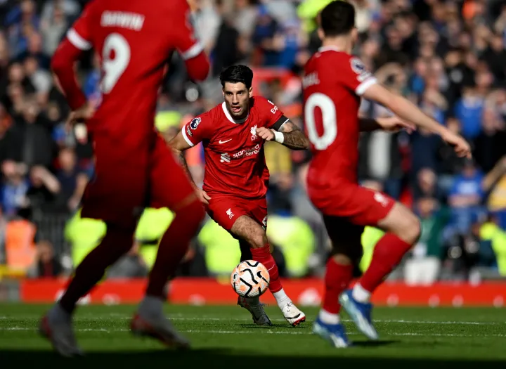 Szoboszlai Dominik az Everton elleni bajnokin – Fotó: Andrew Powell / Liverpool FC / Getty Images