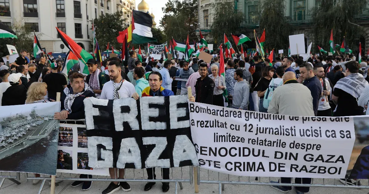 Néhány százan tüntettek Bukarestben Palesztina mellett