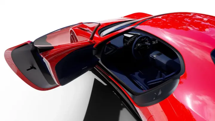 Una característica especial del prototipo es que sus puertas se abren hacia adelante y hacia arriba.  Foto de : Mazda