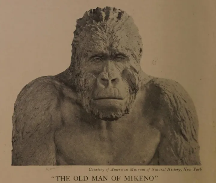 Mikeno vénemberének szobra Carl Akeley életrajzi könyvéből – Fotó: Internet Archive