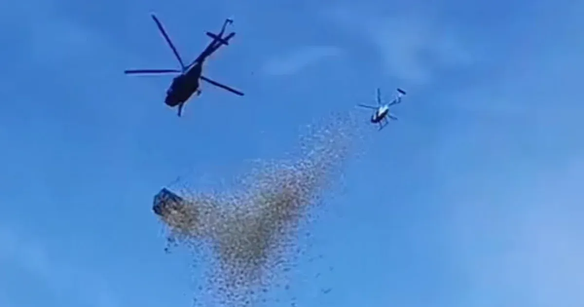 A Czech influencer sprayed $1 million at his fans from a helicopter
