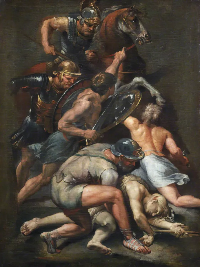 Freskórészlet Constantin és Maxentius csatájáról – Forrás: Lazzaro Baldi – Giulio Romano után / University of Edinburgh