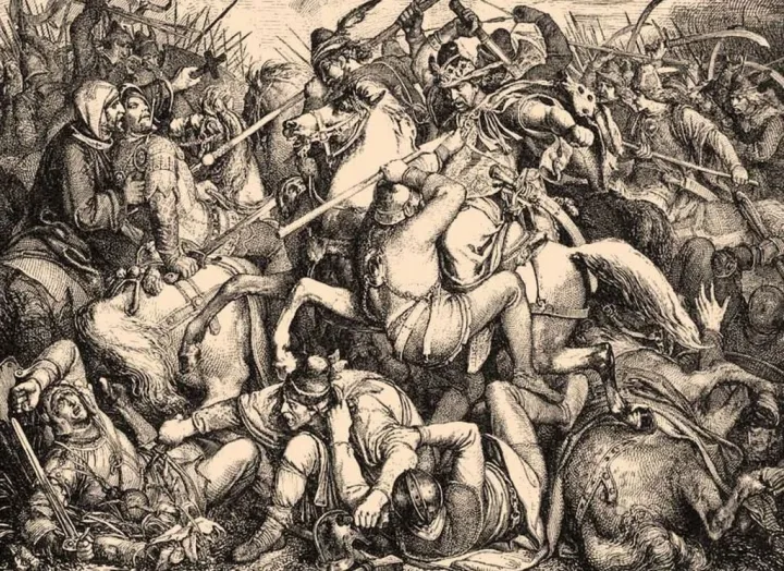 Peter Johann Nepomuk Geiger: A pozsonyi csata (1850) – Forrás: Wikipédia