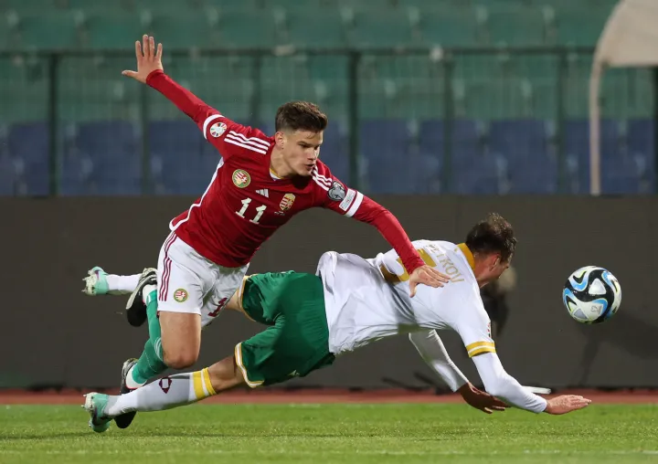 Kerkez Milos a Bulgária elleni Eb-selejtezőn 2023. november 16-án – Fotó: Stoyan Nenov / Reuters