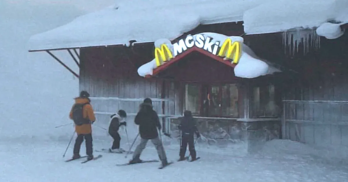 At Swedish McSki, skiers are serviced like car drivers at McDrive