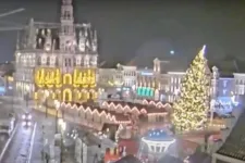 Meghalt egy nő Belgiumban, amikor rádőlt a 20 méteres karácsonyfa a város főterén