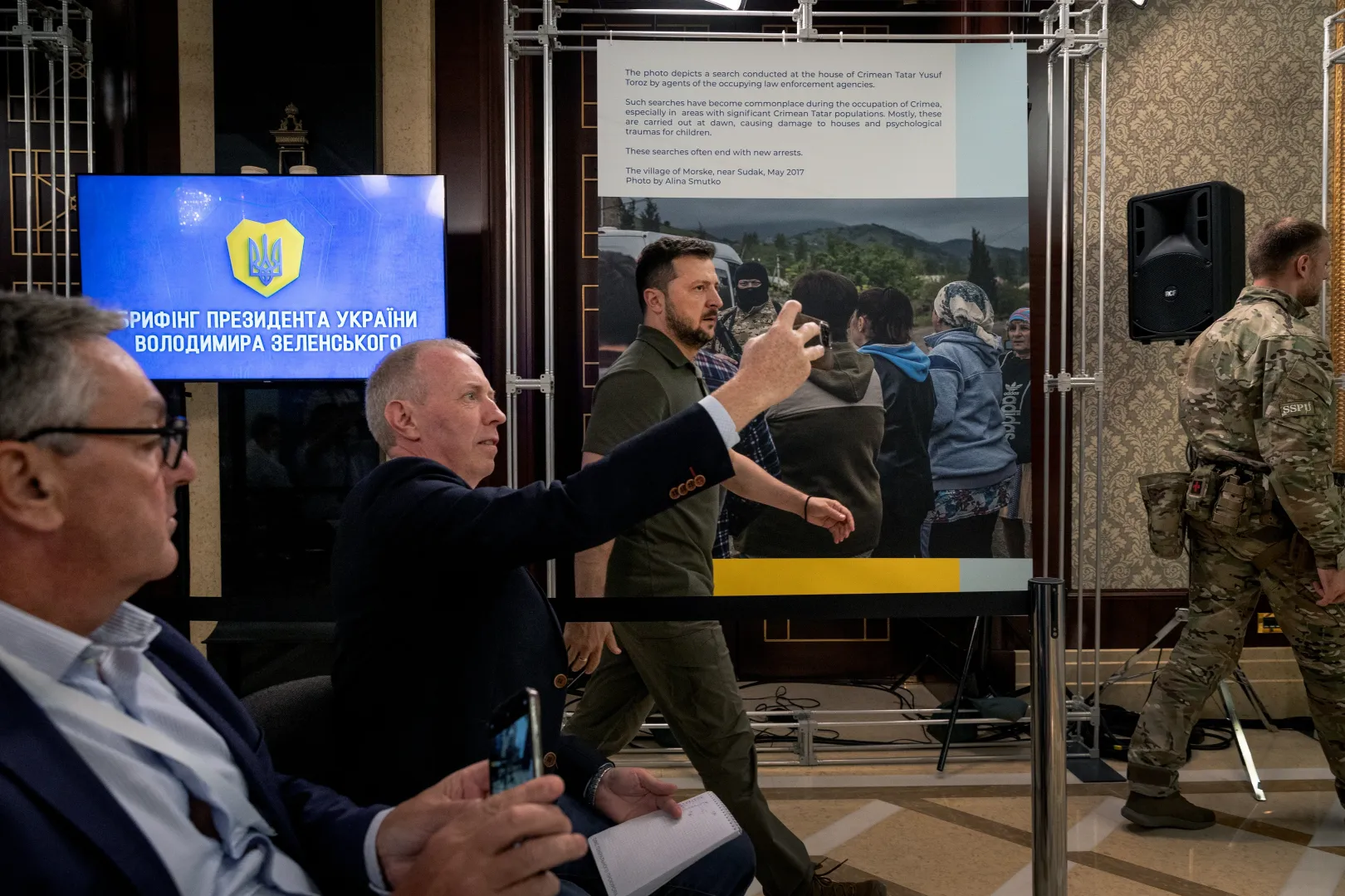 Ukrajna elnöke, Volodimir Zelenszkij a kijevi Krími Platform nemzetközi fórumon 2023. augusztus 23-án – Fotó: Huszti István / Telex