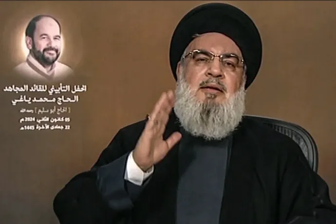 Haszán Naszrallah – Fotó: AL-MANAR / AFP