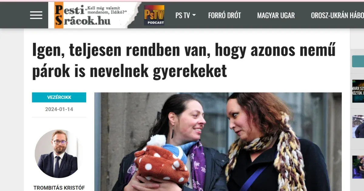 Kiállt a melegek gyerekvállalása mellett a megafonos influenszer, de a Pesti Srácok törölte a cikkét