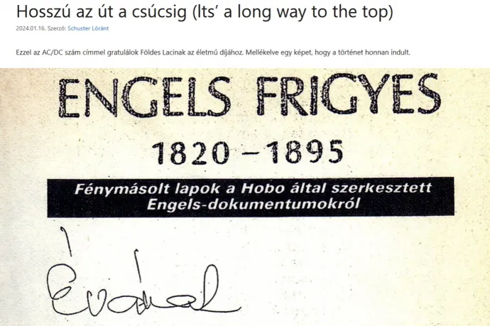 Szolid komcsizással gratulált a P. Mobil alapítója Hobo életműdíjához