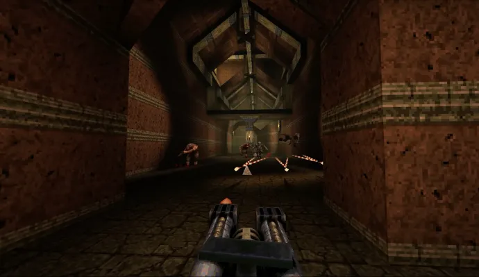 A Quake egyik pályája a 2021-es, felújított verzióban – Forrás: Bethesda Softworks / YouTube