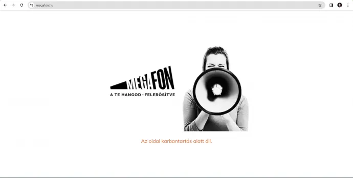 A Megafon lekapcsolt honlapja – Forrás: Megafon.hu