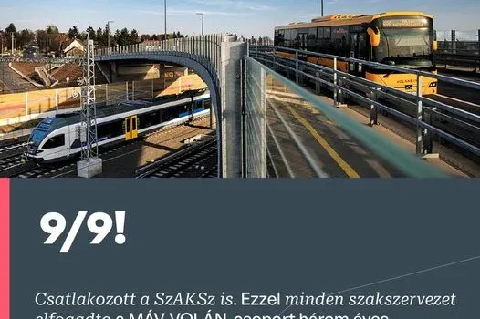 Az utolsó szakszervezet is aláírta a MÁV-Volán bérmegállapodást