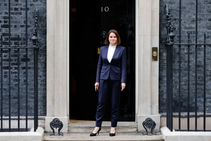 Tyihanovszkaja a Downing Street 10-nél, látogatóban Boris Johnson brit kormányfőnél 2021 augusztusában – Fotó: Tolga Akmen