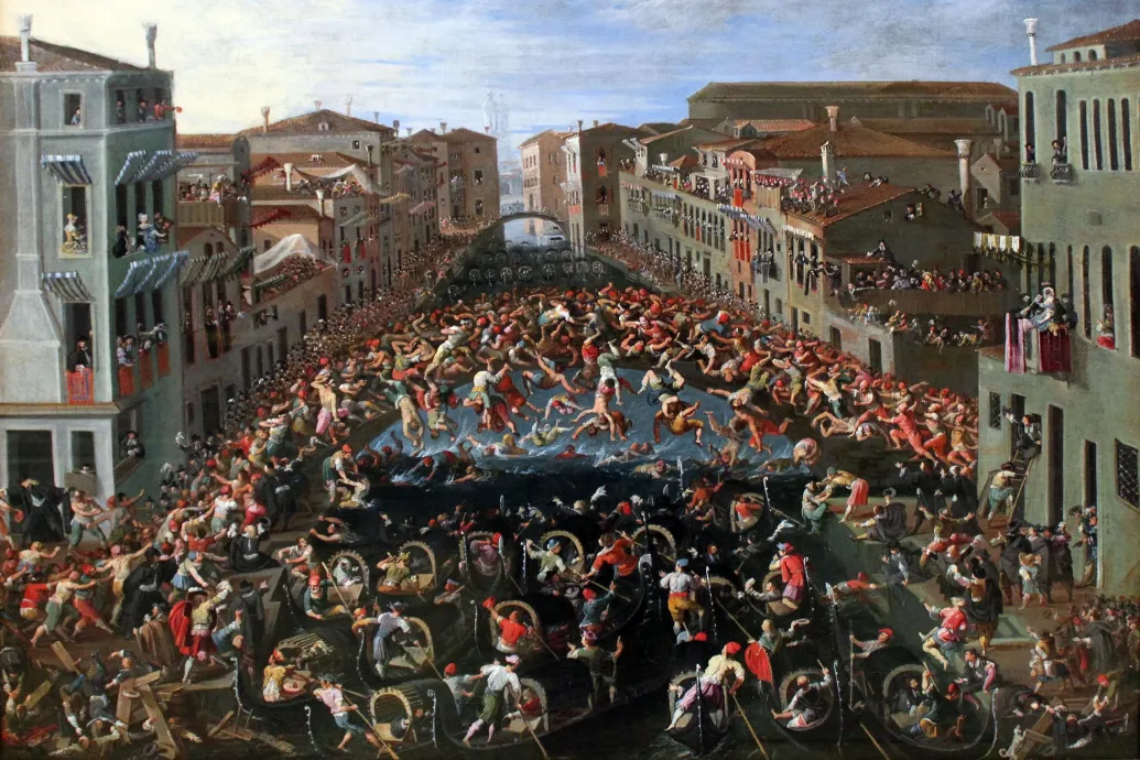 A középkori Velencében hidakon rendeztek tömegverekedéseket