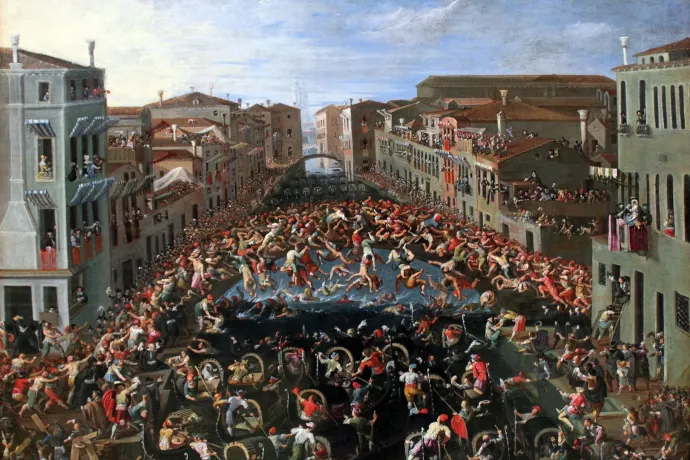 A középkori Velencében hidakon rendeztek tömegverekedéseket