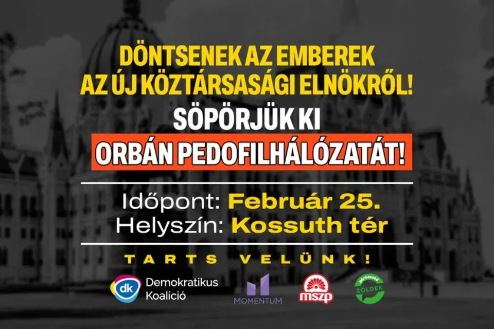 Söpörjük ki Orbán pedofilhálózatát a Sándor-palotából! – közös tüntetést szervez a DK, a Momentum, az MSZP és a Párbeszéd – ZÖLDEK