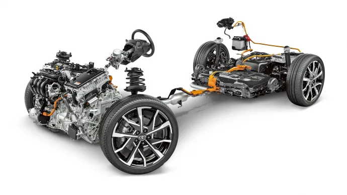 Az új Prius PHEV hajtáslánca egy kétezer köbcentis, Atkinson-ciklusú benzinmotorból, valamint egy villanymotorból és egy indítógenerátorból áll – Fotó: Toyota