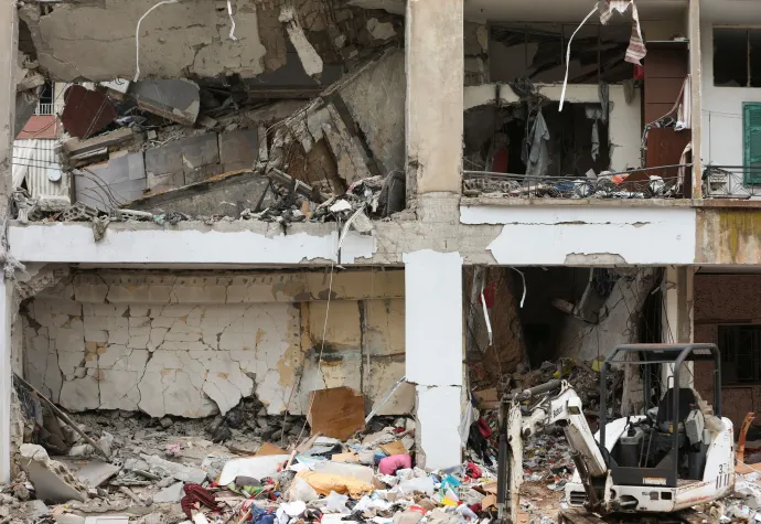 A nabatiyehi csapásban megsérült épületek egyike 2024. február 15-én – Fotó: Aziz Taher / Reuters
