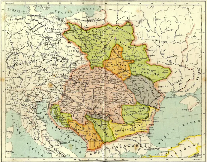 Nagy Lajos birodalma 1382-ben – Fotó: Pallas Lexikon